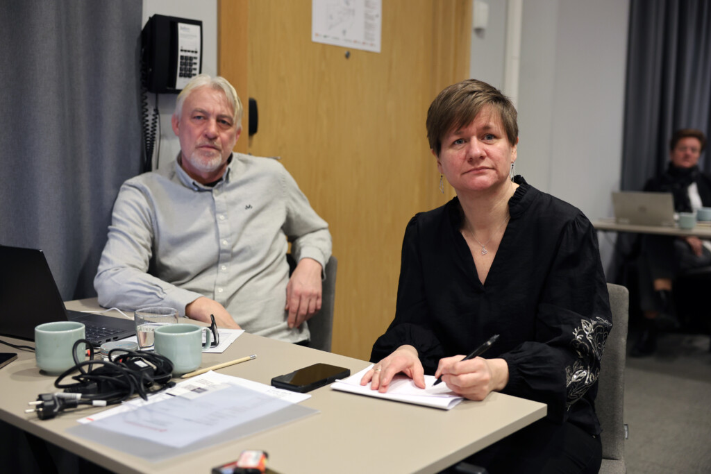 Helene Harsvik Skeibrok, leder i LO Kommune og leder i Fagforbundet, innledet om hovedtariffoppgjøret for landsstyret i Skolenes landsforbund tirsdag morgen.