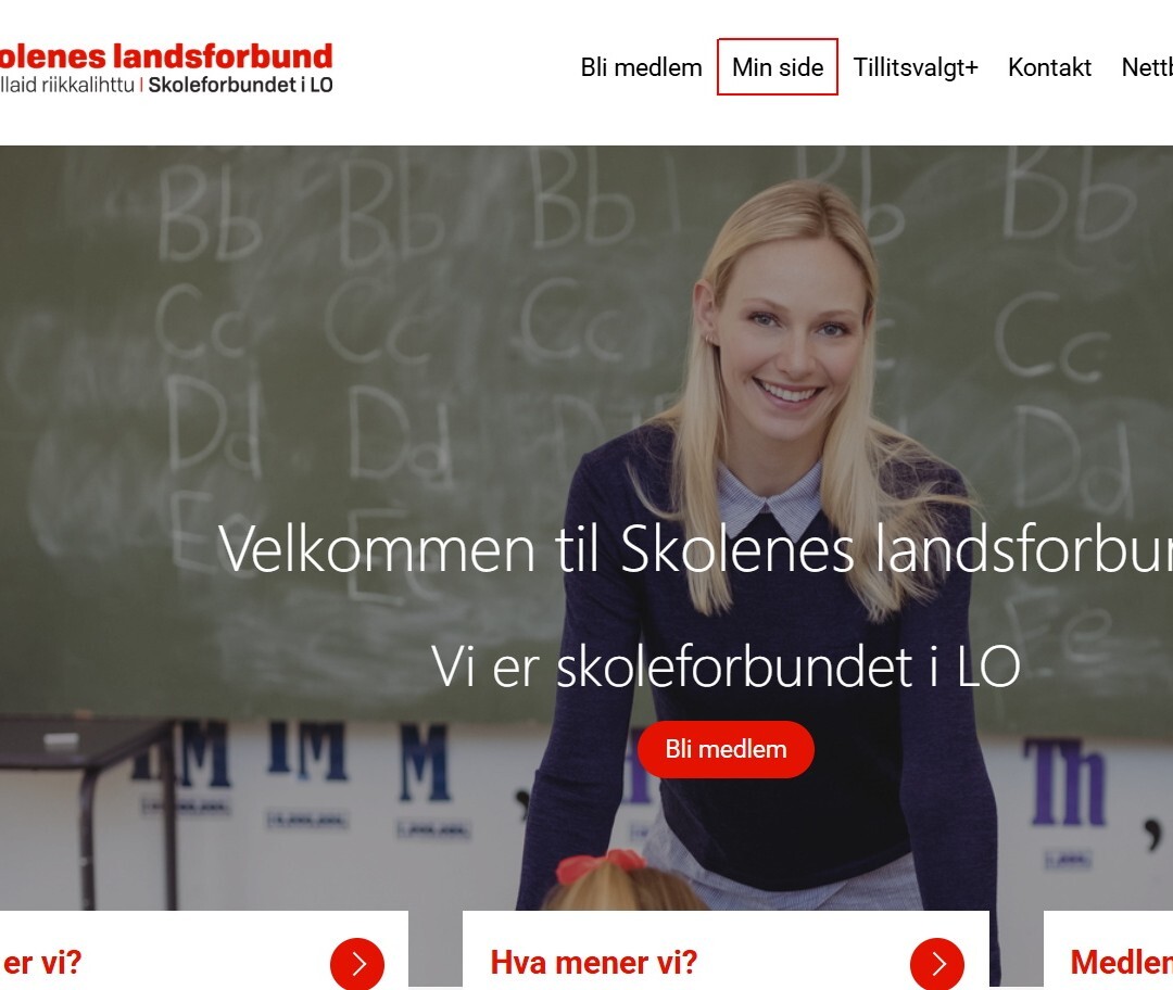 Logg deg inn på «Min side» og sjekk om vi har riktige opplysninger om deg! «Min side» finner du på hjemmesiden til Skolenes landsforbund (øverst).